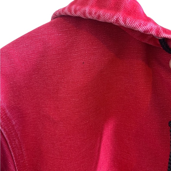 CARHARTT | Rare Vintage 90s Red Distressed Insulated Hooded Coat Jacket | Size L - Picture 13 of 16